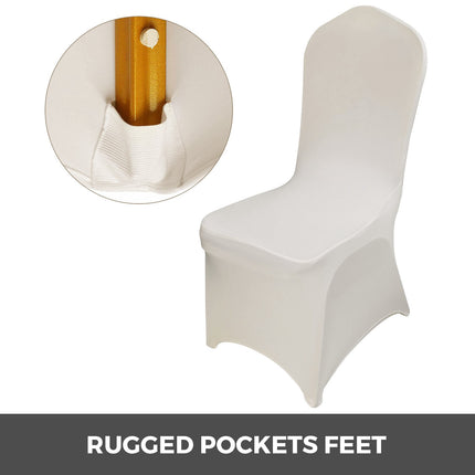 Stretch Spandex Folding Chair Covers, Washable, 100-Pack, Ivory