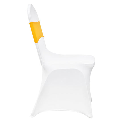 Stretch Spandex Folding Chair Covers With Sashes, 30-Pack, Gold-White