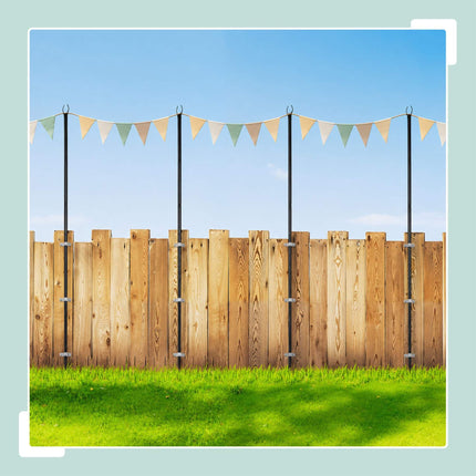 String Light Poles 3 m for Outdoor Fairy Lights, Black Powder-Coated Iron