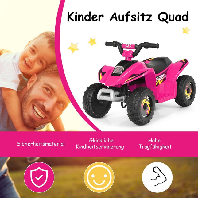 Poussette Mini Quad Électrique 6V Quad À Piles 2,8-4,6km/h Rose