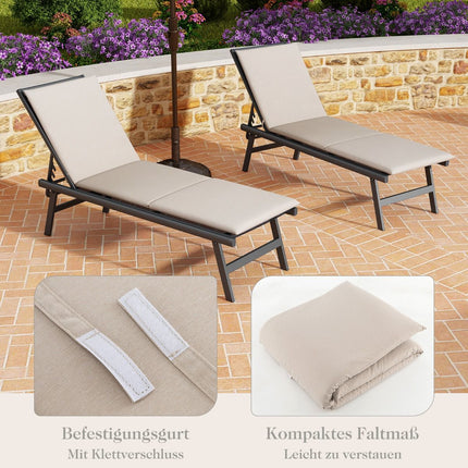 Coussin pour chaise longue, beige, rembourrage en mousse, 182 x 59 x 4,5 cm