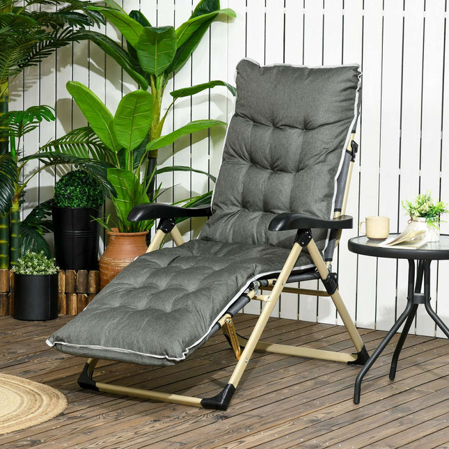 Chaise Longue Pliante Chaise Longue De Plage Chaise Longue De Jardin Avec Dossier Réglable Et Oreiller Amovible Chaise Longue Gris