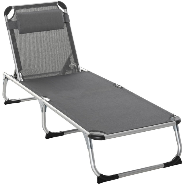 Transat De Jardin Transat De Jardin En Tissu D'Aluminium Transat De Relaxation Réglable En 5 Directions Pliable Ergonomique En Maille Gris 170 X 60 X 76 Cm