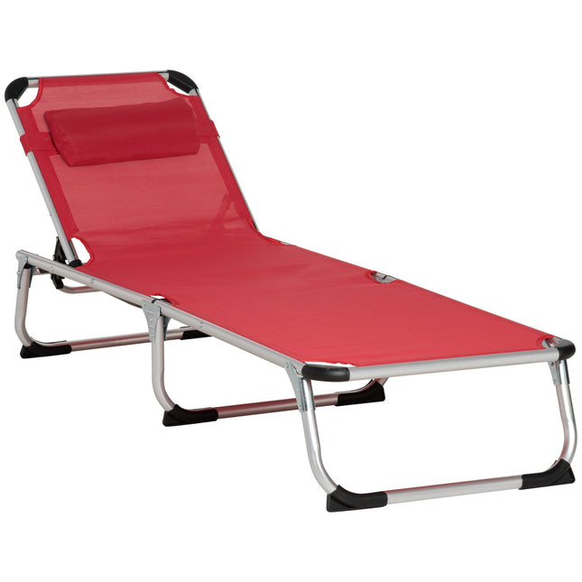 Verstellbare, ergonomische Sonnenliege aus Netzstoff, klappbar, Rot