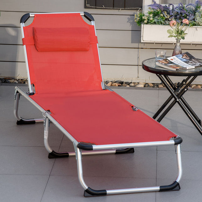 Verstellbare, ergonomische Sonnenliege aus Netzstoff, klappbar, Rot
