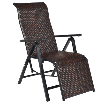 Sonnenliege Rattan Klappliegestuhl mit verstellbarer Rückenlehne braun