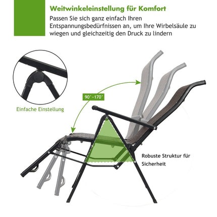 Sonnenliege Rattan Klappliegestuhl mit verstellbarer Rückenlehne braun