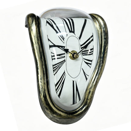 Surrealistische Bronze-Tischuhr – Gebogenes Design, 16cm