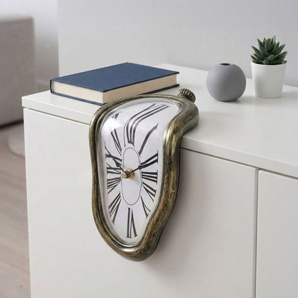 Surrealistische Bronze-Tischuhr – Gebogenes Design, 16cm