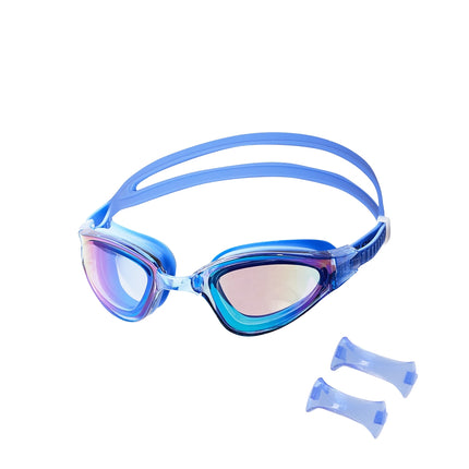 Lunettes de natation, antibuée, protection UV, bleu/arc-en-ciel