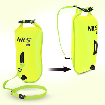 Bouée de sécurité de natation avec sac étanche de 28 L et sac à dos