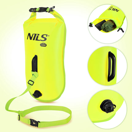 Bouée de sécurité de natation avec sac étanche de 28 L et sac à dos