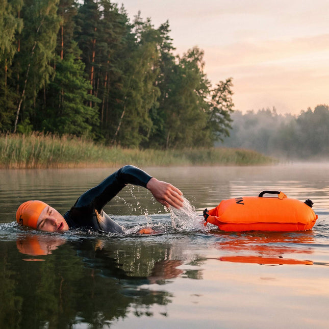 Bouée de sécurité de natation avec sac étanche de 28 L et sac à dos
