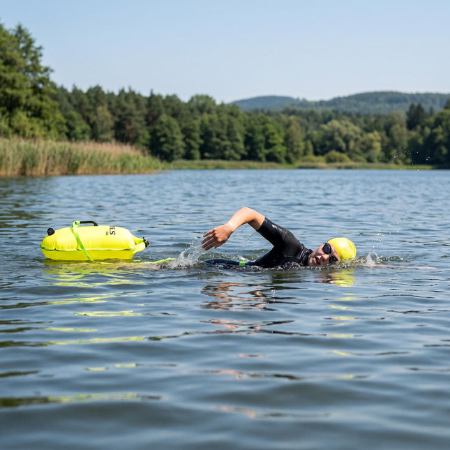 Bouée de sécurité de natation avec sac étanche de 28 L et sac à dos