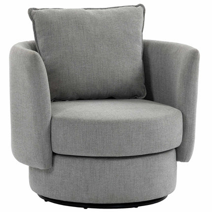 Fauteuil pivotant d'appoint, piètement à 360°, style lin, gris clair