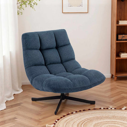 Fauteuil pivotant d'appoint, chenille sans accoudoirs, bleu foncé