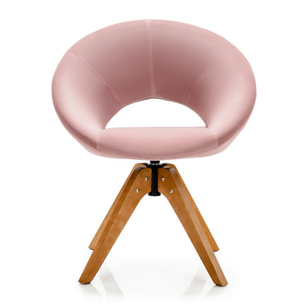 Swivel Accent Chair – Mid-Century Velvet, Oversized Seat, Pink
