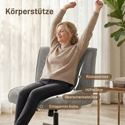 Drehbarer Akzentsessel, Samtbezug, Höhenverstellbar, Grau