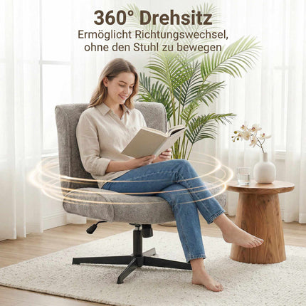 Drehbarer Akzentsessel, Samtbezug, Höhenverstellbar, Grau
