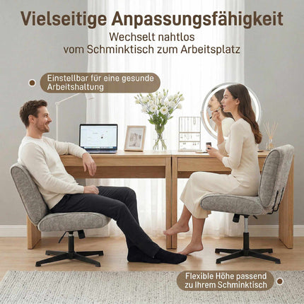 Drehbarer Akzentsessel, Samtbezug, Höhenverstellbar, Grau