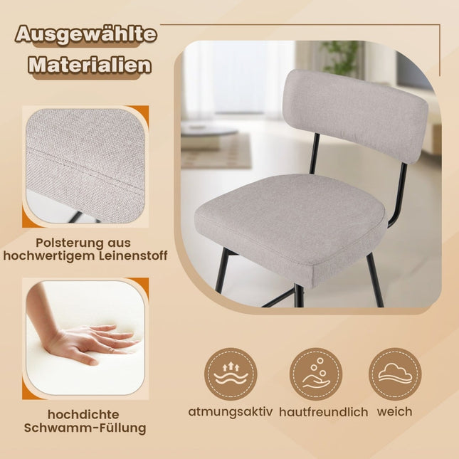 Tabourets de bar pivotants, lot de 2, beige, revêtement en lin