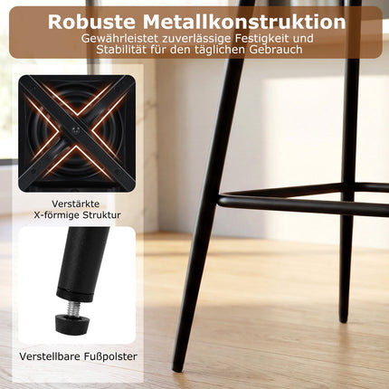 Drehbare Barhocker, 2er-Set, Kunstleder, Braun, 360° drehbar