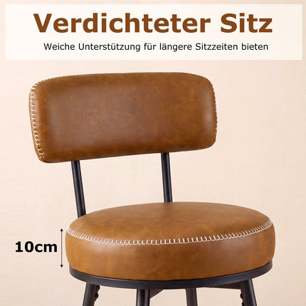 Drehbare Barhocker, 2er-Set, Kunstleder, Braun, 360° drehbar