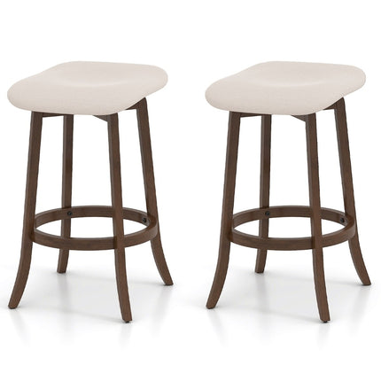 Tabourets de bar pivotants, lot de 2, assises rembourrées, marron