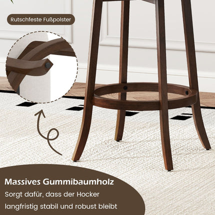 Tabourets de bar pivotants, lot de 2, assises rembourrées, marron