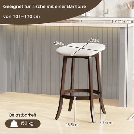 Tabourets de bar pivotants, lot de 2, assises rembourrées, marron