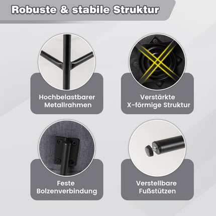 Drehbare Barhocker 2er-Set, gepolstert mit Rückenlehne & Fußstütze, Grau