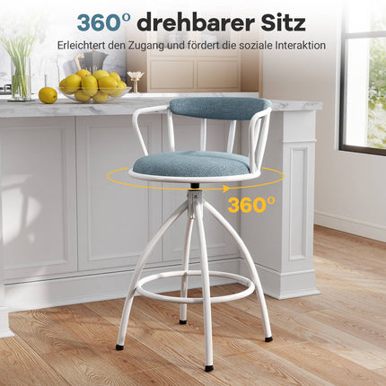 Drehbare Barhocker mit Rückenlehne & Fußstütze, 2er-Set