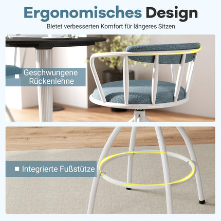 Drehbare Barhocker mit Rückenlehne & Fußstütze, 2er-Set
