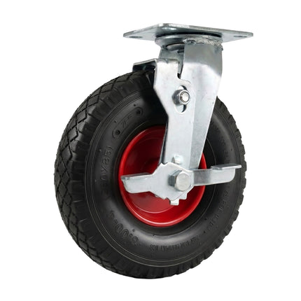 Roulette pivotante avec frein, pneu pneumatique, charge maximale de 120 kg