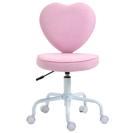 Drehbarer Sessel, Rosa Herzform, höhenverstellbar, Leinenstoff