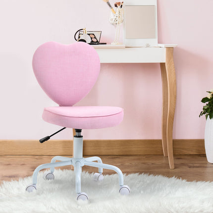 Drehbarer Sessel, Rosa Herzform, höhenverstellbar, Leinenstoff