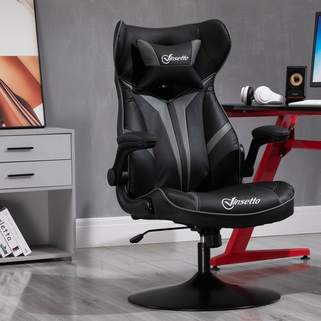 Ergonomischer Gaming-Drehstuhl, höhenverstellbar, schwarz/grau