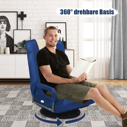 Drehbarer Bodenstuhl, verstellbare Rückenlehne, Blau