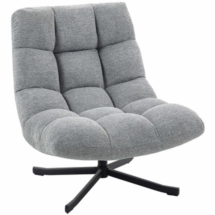 Fauteuil pivotant, sans accoudoirs, assise large, chenille grise