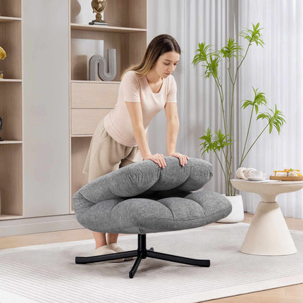 Fauteuil pivotant, sans accoudoirs, assise large, chenille grise