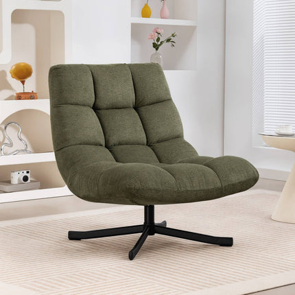 Fauteuil pivotant, assise large, chenille résistante à l'eau, vert