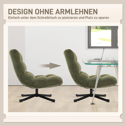 Fauteuil pivotant, assise large, chenille résistante à l'eau, vert