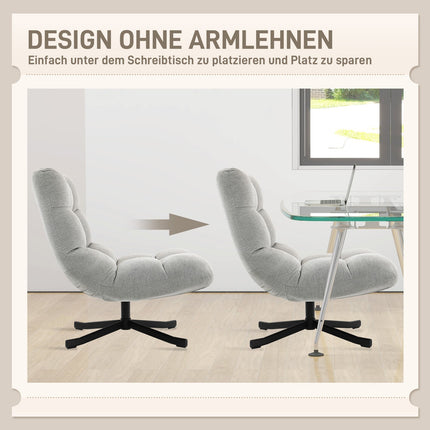 Drehbarer Loungesessel, breiter Sitz, wasserabweisendes Chenille, Hellgrau