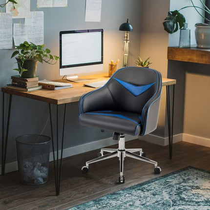 Bürostuhl mit Drehfunktion, höhenverstellbar, neigbar, Blau-Schwarz