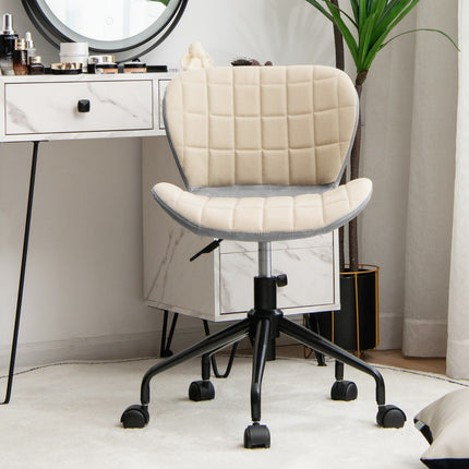 Fauteuil de bureau pivotant, en similicuir, réglable en hauteur, beige