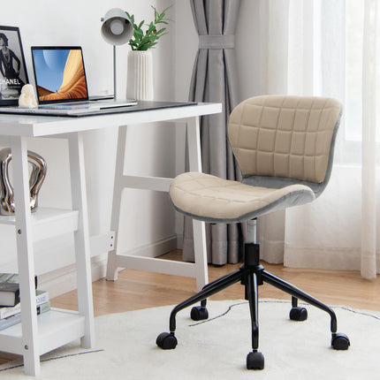 Fauteuil de bureau pivotant, en similicuir, réglable en hauteur, beige