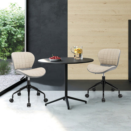 Fauteuil de bureau pivotant, en similicuir, réglable en hauteur, beige