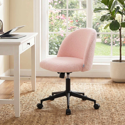 Drehbarer Bürostuhl, rosa Teddyfleece, höhenverstellbar