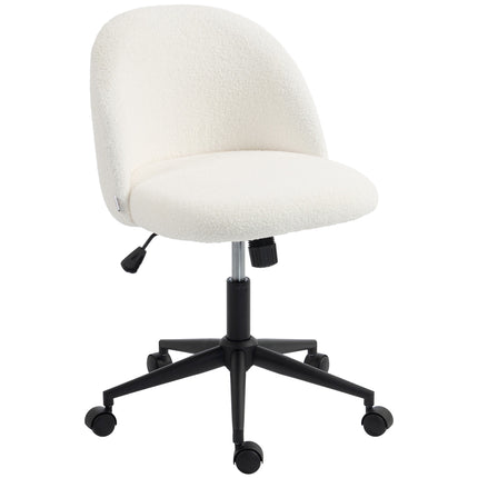 Fauteuil de bureau pivotant, en polaire teddy, réglable en hauteur, couleur crème