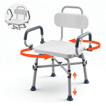 Swivel Shower Chair With Arms and Back, 500 lb, Adjustable